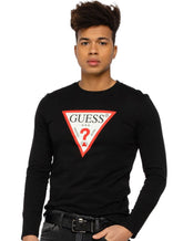 Camiseta Guess Masculina Manga Longa Logo Print Preta