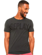 Camiseta Replay Masculina Frontal Stamp Logo Chumbo