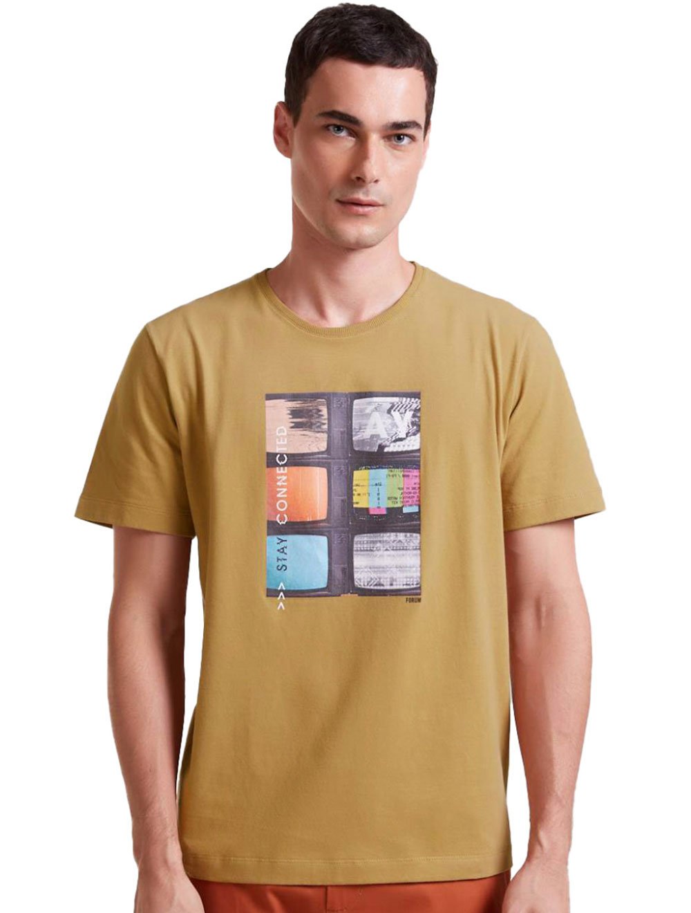 Camiseta Forum Masculina Stay Connected Caqui
