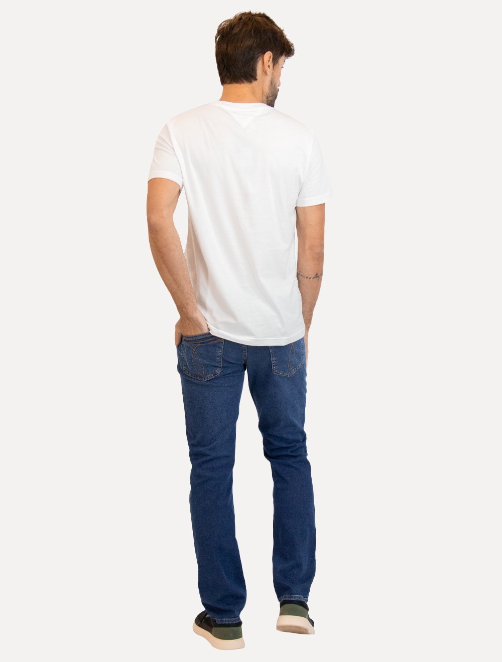 Calça Calvin Klein Jeans Masculina Slim 5 Pockets Azul Marinho