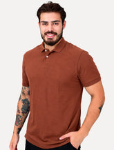 Camisa Polo Aramis Masculina Regular Basic Piquet Surton Mono Logo Terracota