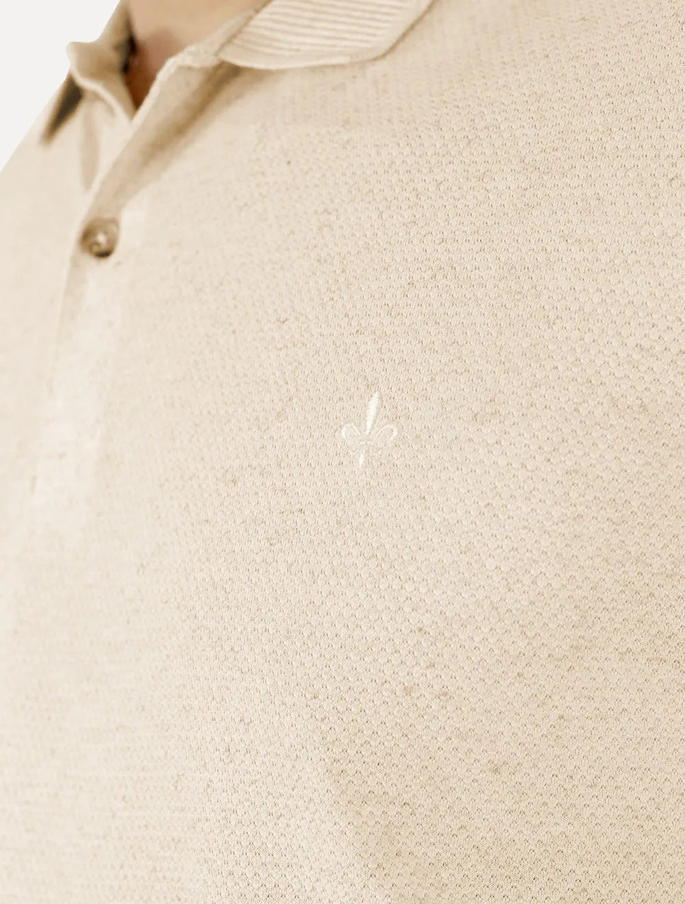 Polo Dudalina Masculina Malha Favo Linho Cáqui Claro