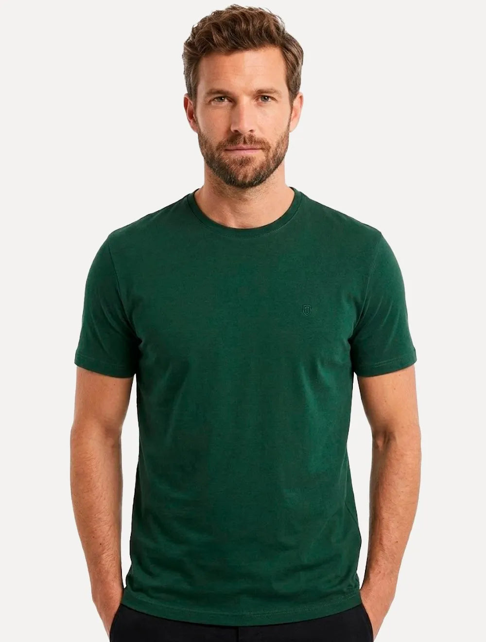 Camiseta Individual Masculina Comfort Pima Soft Touch Logo Verde
