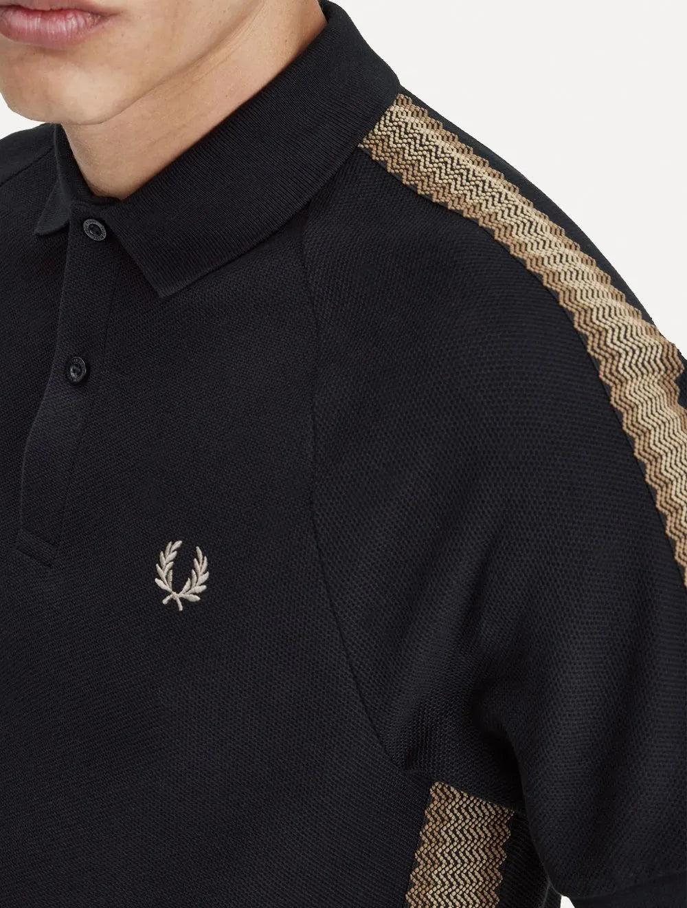 Polo Fred Perry Masculina Piquet Regular Honeycomb Taped Preta