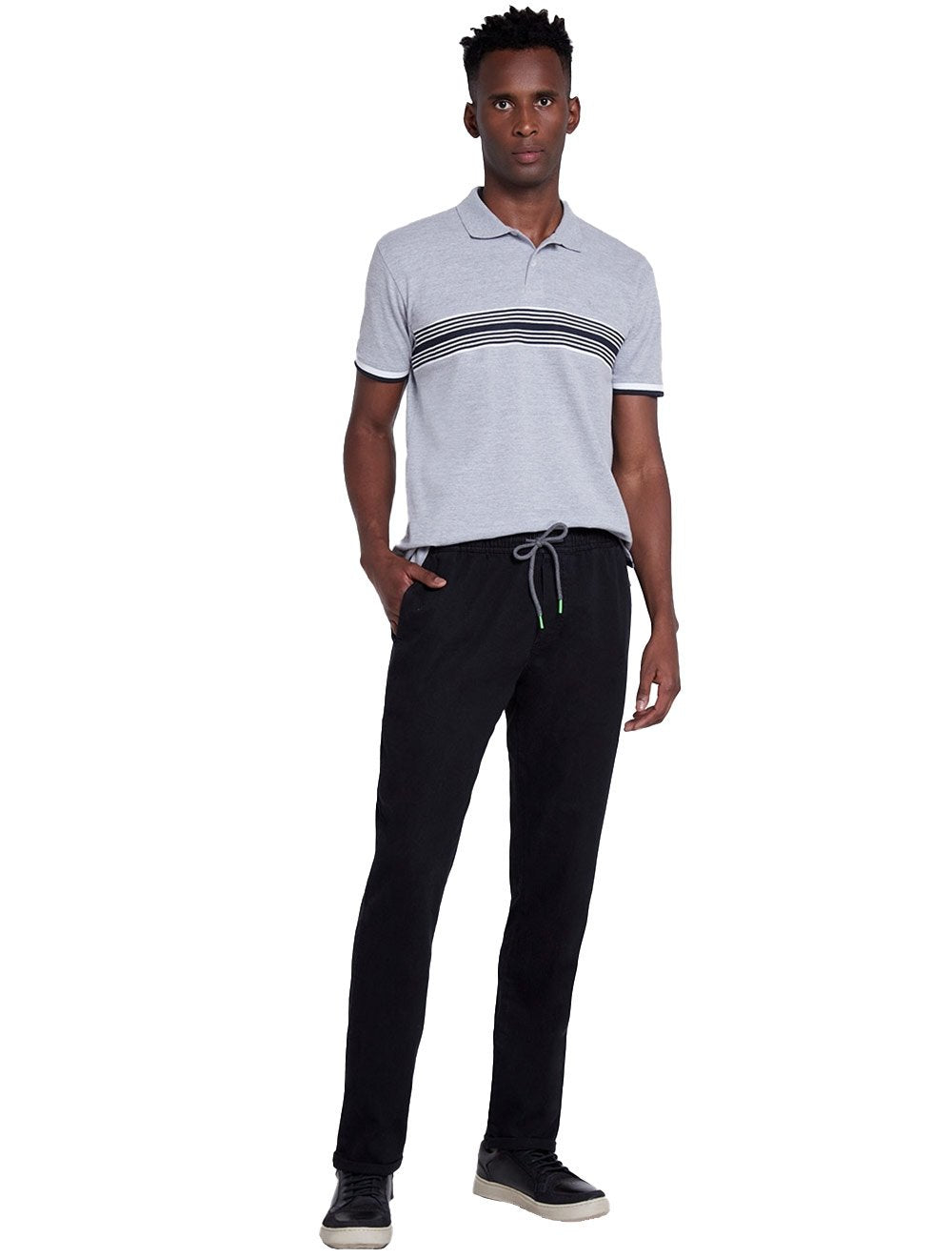 Calça Dudalina Sarja Moletom Concept Stoned Preta
