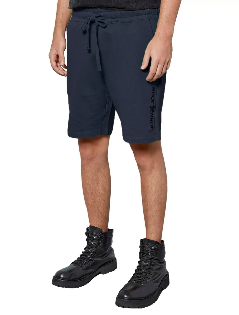 Bermuda John John Masculina Moletom New Basic Print Azul Médio