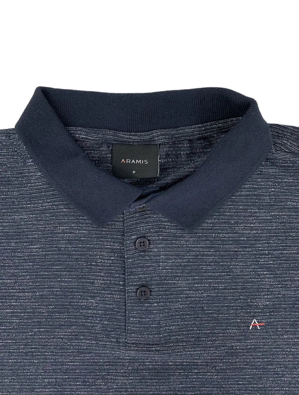 Polo Aramis Masculina Malha Listra Mesclada Azul Marinho