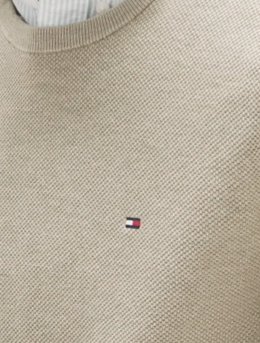 Suéter Tommy Hilfiger Masculino Essential C-Neck Structured Cáqui Mescla