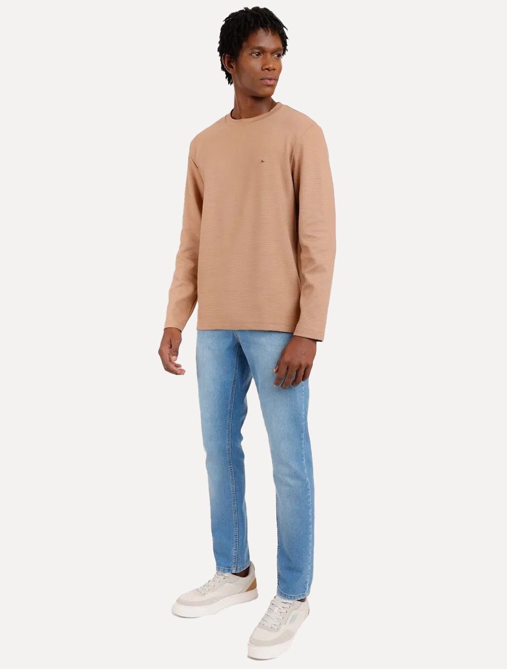 Blusa Aramis Masculina Regular Suedine Canelado Caqui