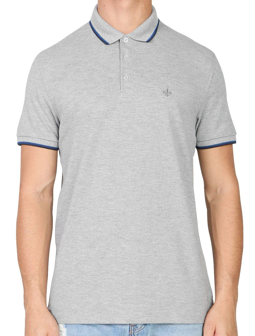 Polo Dudalina Masculina Gradient Collar Cinza Mescla