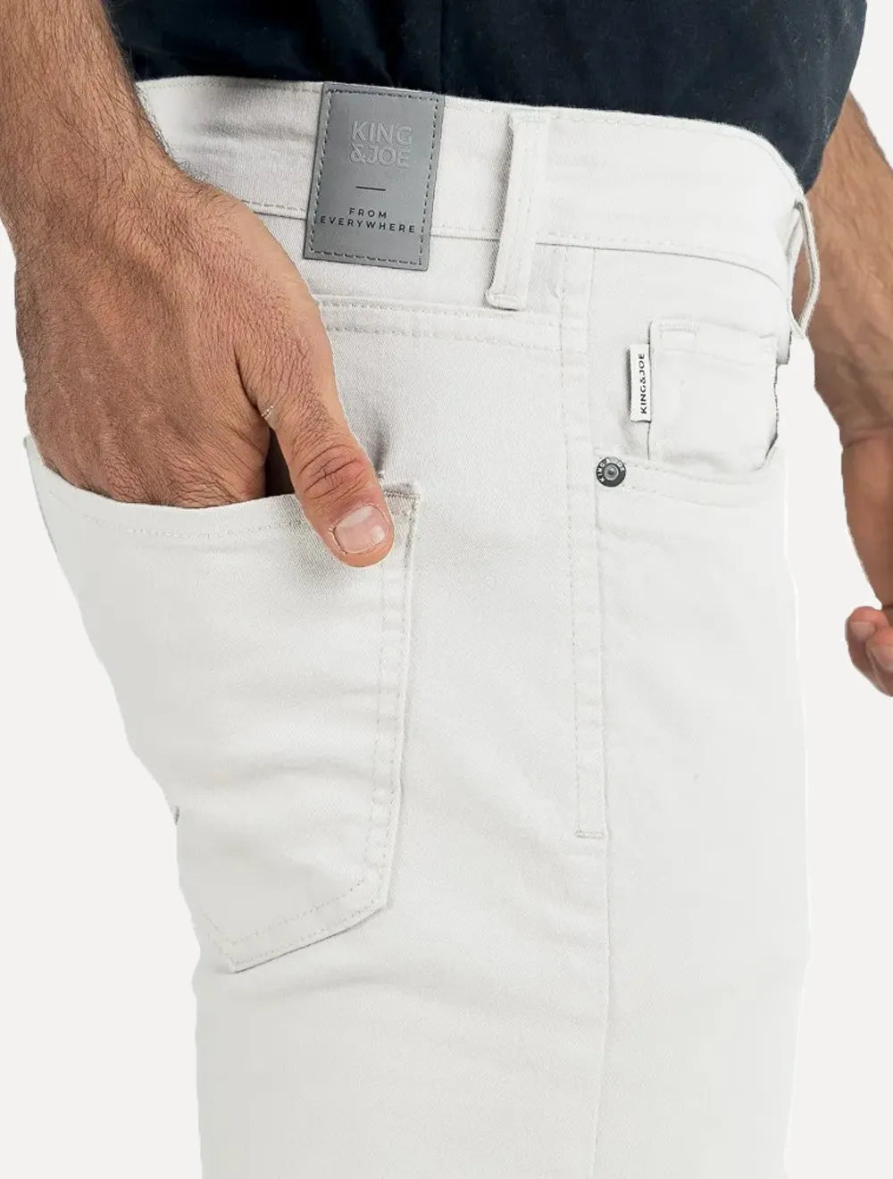 Calça King & Joe Sarja Masculina Slim Grey Tag Areia