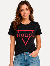 Camiseta Guess Feminina Bust Logo Preta