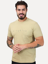 Camiseta King & Joe Masculina Premium Cotton Flex Estampada Cáqui