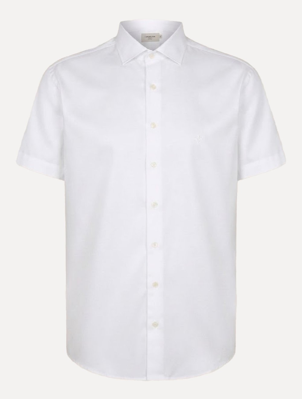 Camisa Dudalina Masculina Manga Curta Slim Superfine Cotton Tricoline Lisa Branca