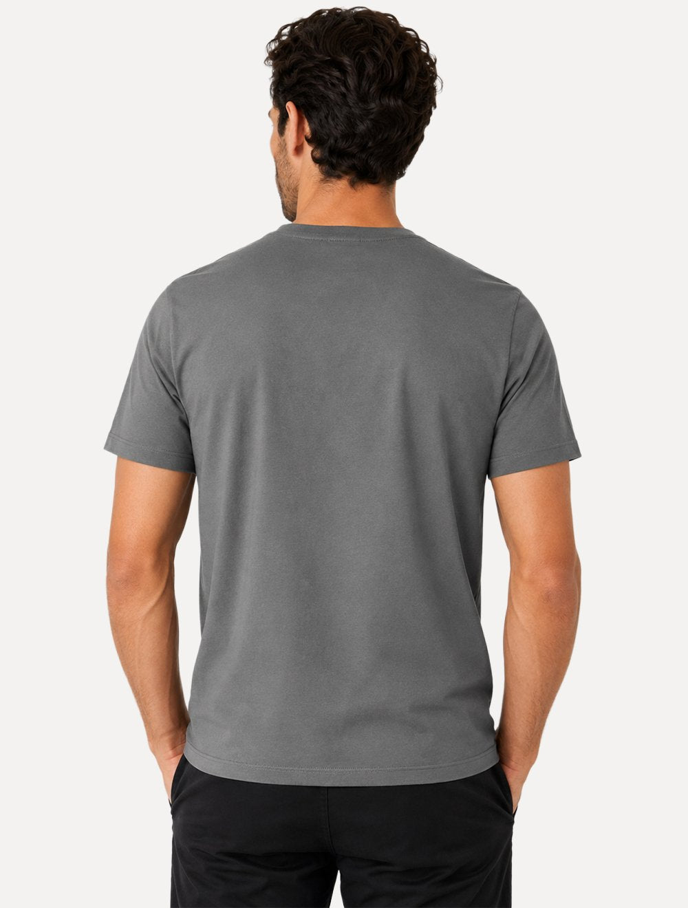 Camiseta Aramis Masculina Basic Lisa Mono Logo Manga Curta Cinza Grafite