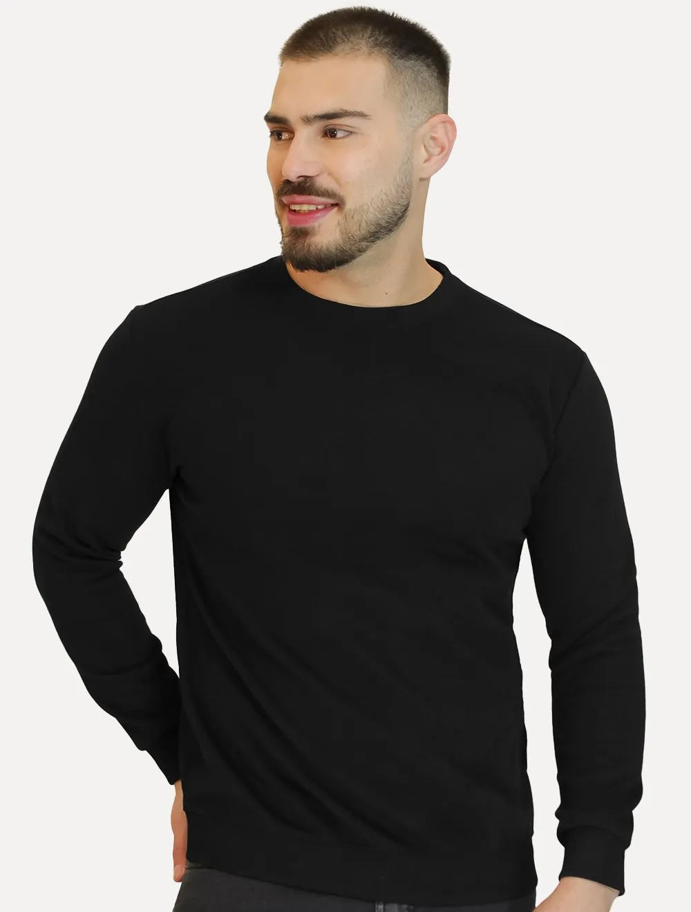 Moletom Masculino Crewneck Liso Preto