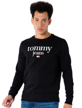 Moletom Tommy Jeans Masculino Regular Crewneck Modern Corp Logo Preto