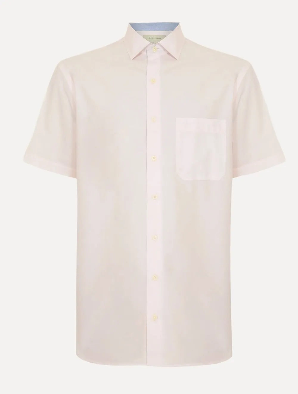 Camisa Dudalina Masculina Manga Curta Tricoline Lisa Rosa Claro