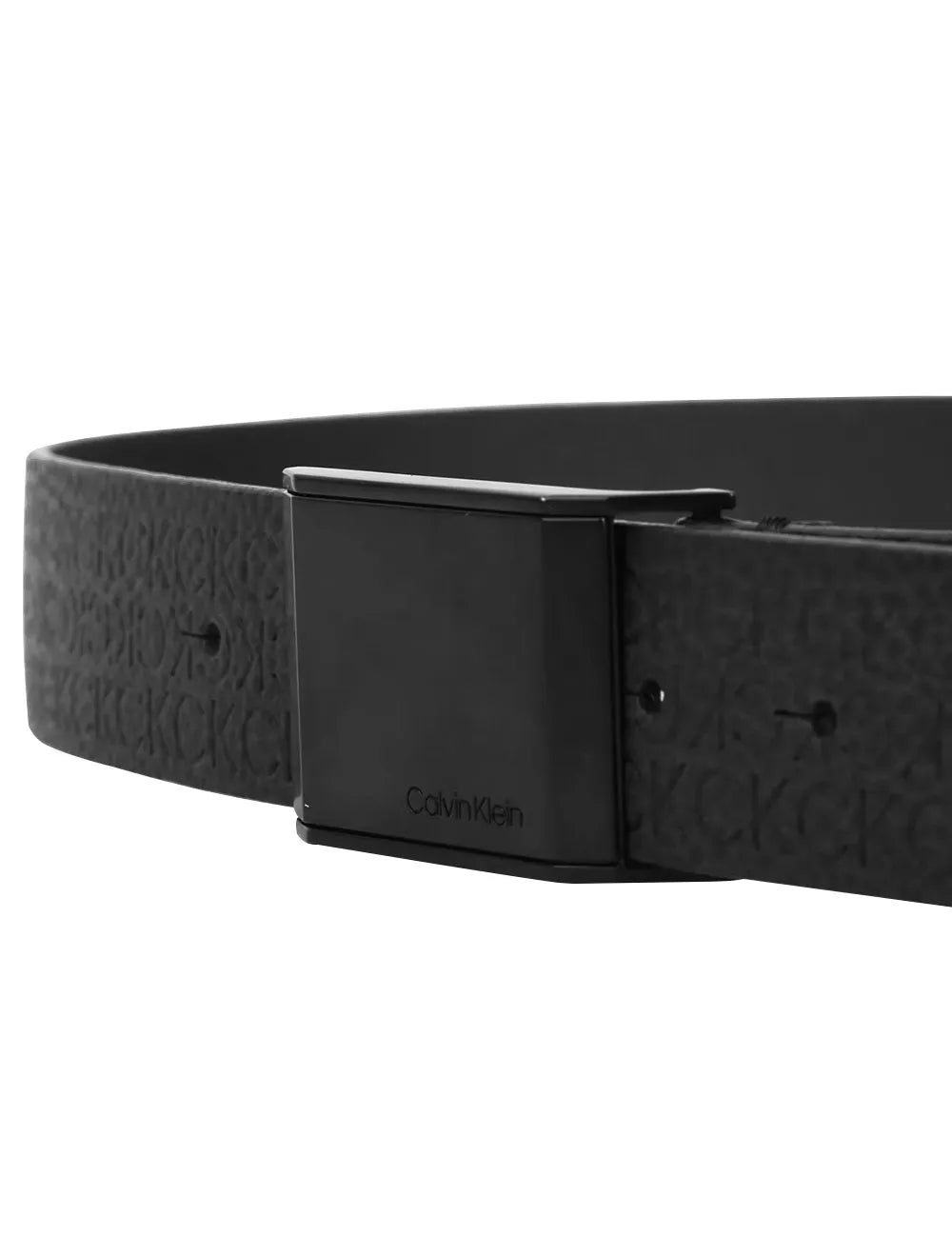 Cinto Calvin Klein Jeans Masculino Couro Beveled Plaque Tonal Mono Preto