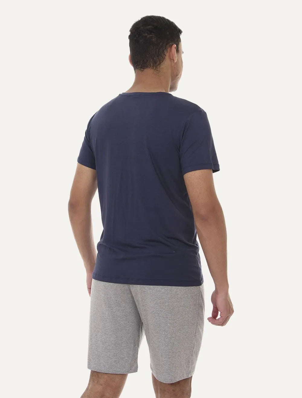 Pijama Tommy Hilfiger Masculino Manga Curta Short Essentials Set Marinho/Cinza