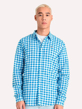 Camisa Tommy Jeans Masculina Xadrez Essential Branca/Azul