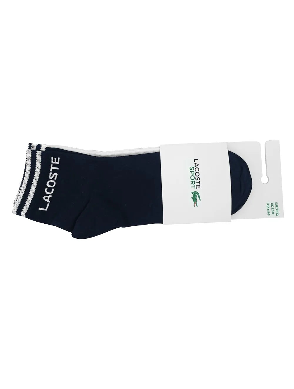 Meias Lacoste Cano Curto Sport Low Cotton Marinho / Branca Pack 2UN