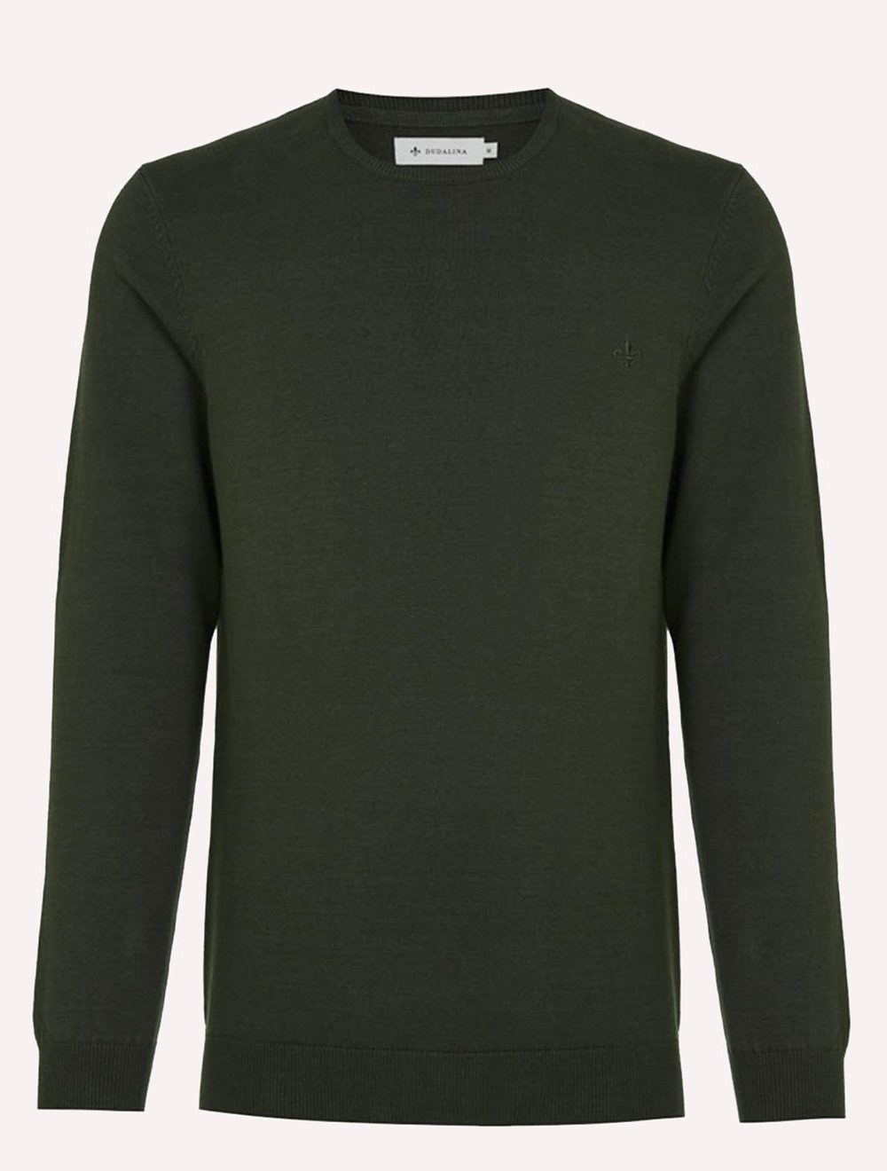 Suéter Dudalina Masculino Tricot Crewneck Básico Verde Militar