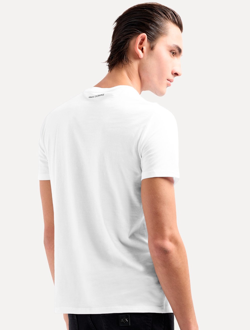 Camiseta Armani Exchange Masculina Slim Fit com Logo Gráfico Branca