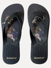 Chinelo Reserva Masculino Pica-Pau Flores Preto