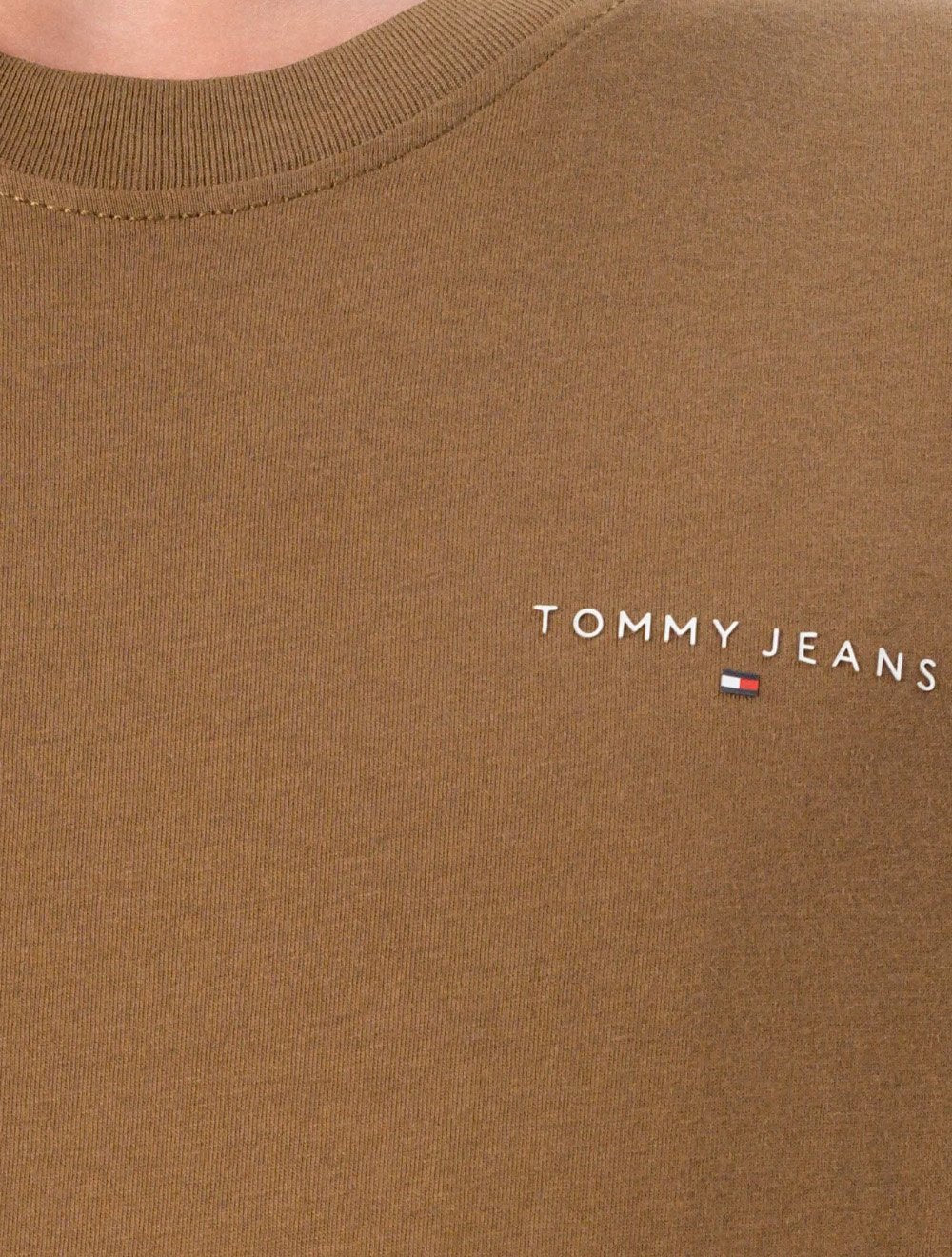 Camiseta Tommy Jeans Masculina Slim Linear Chest Marrom