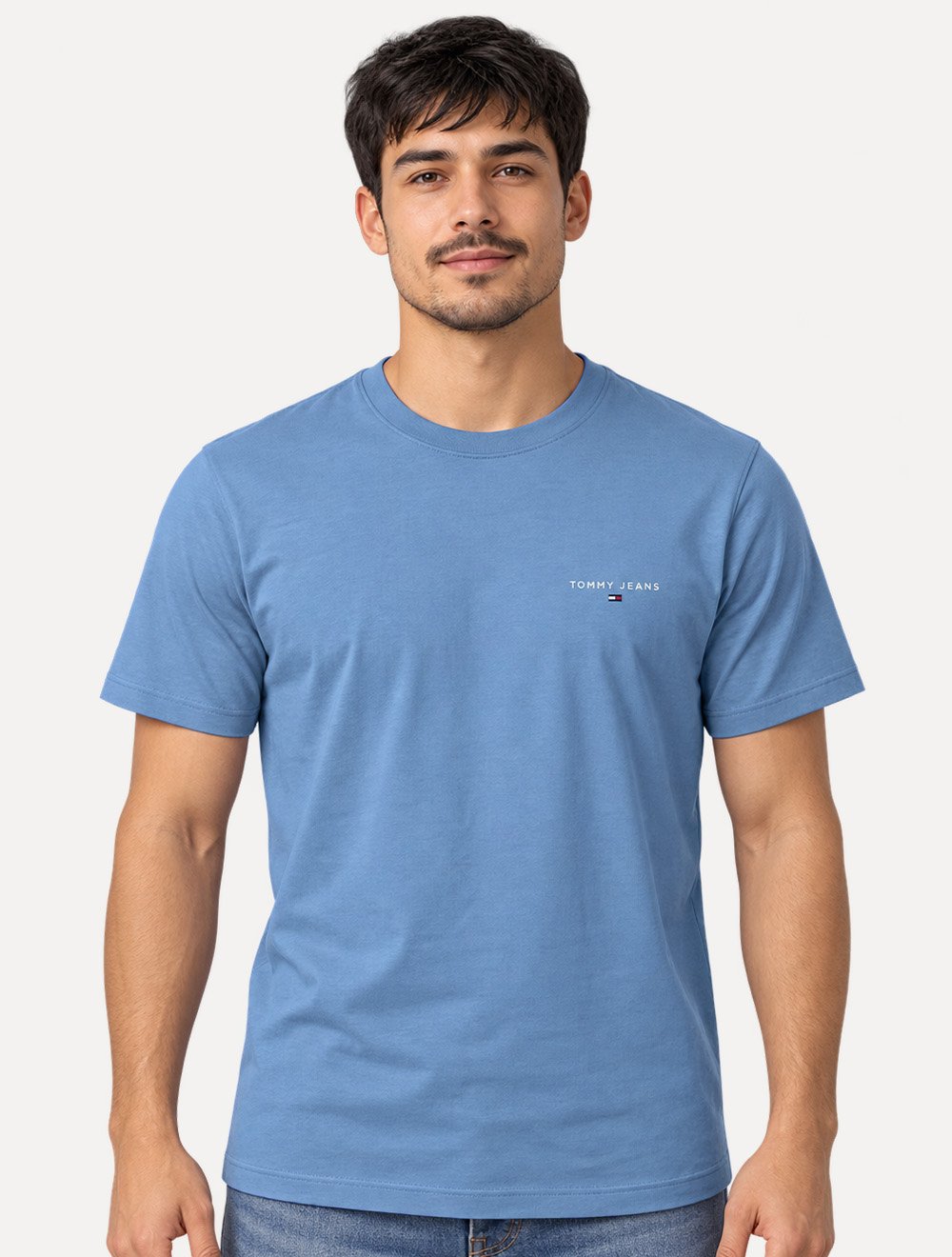 Camiseta Tommy Jeans Masculina Slim Linear Chest Azul