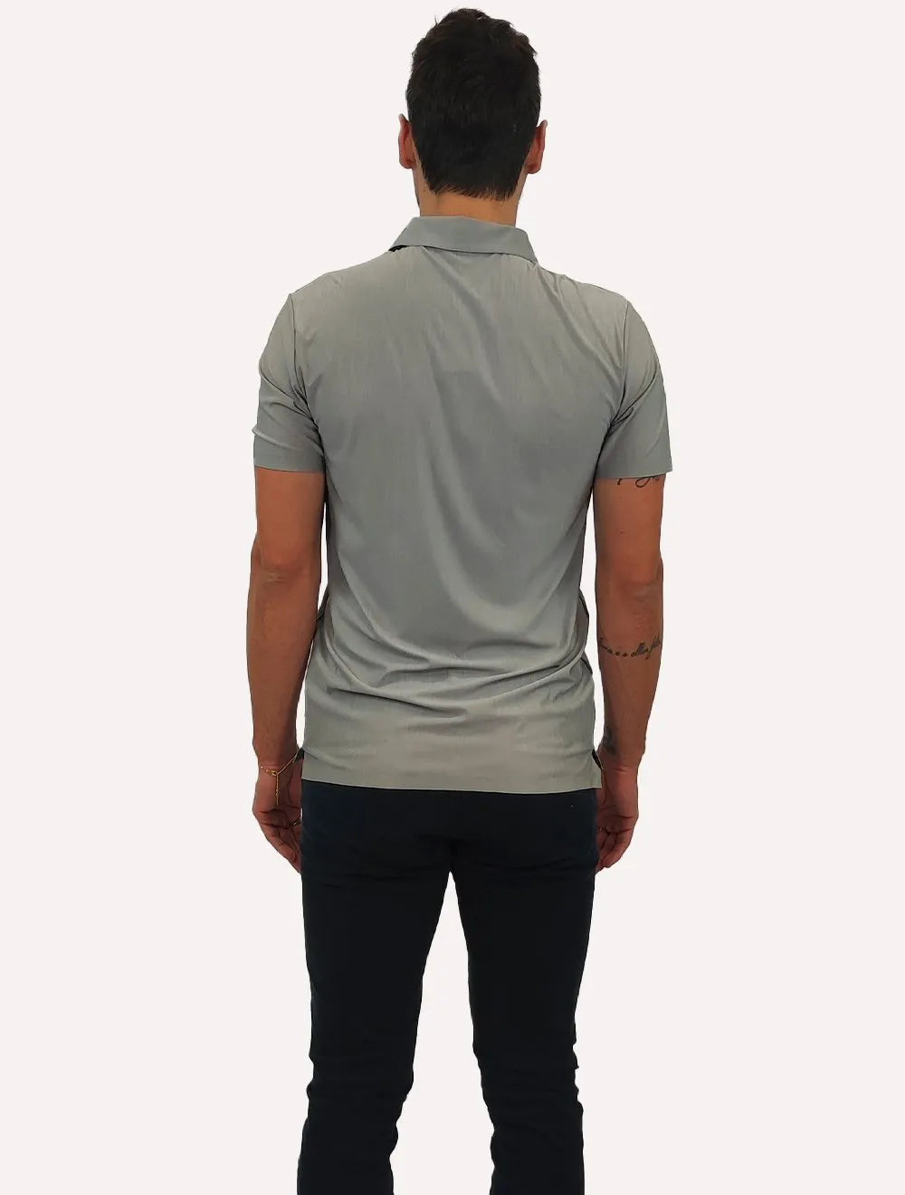 Polo Pacific Blue Masculina Basic Melange Cinza Médio