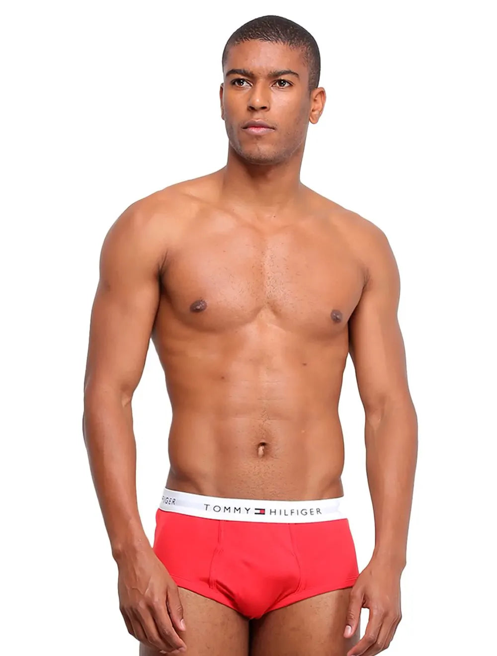 Cueca Tommy Hilfiger Cotton Stretch Brief Vermelha/ Marinho/ Branca Pack 3UN