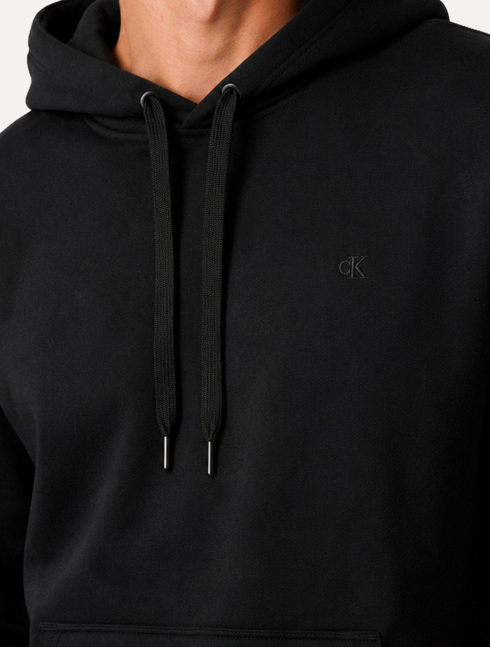 Casaco de Moletom Calvin Klein Hood Fleece CK Logo Embroidered Preto