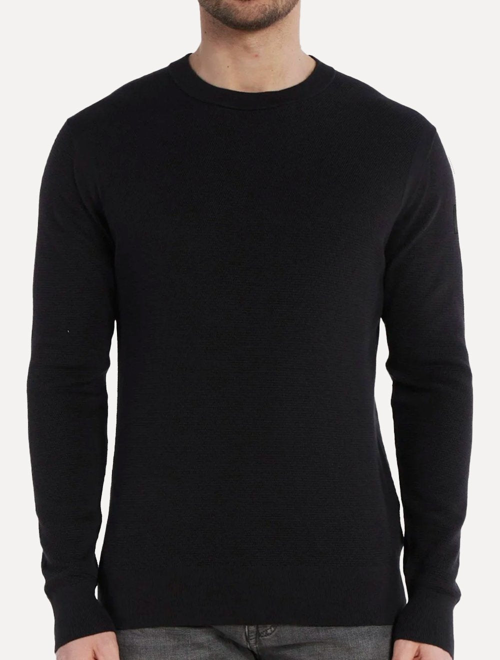 Moletom Calvin Klein Masculino Crewneck Piquet Tag Jogger Preto