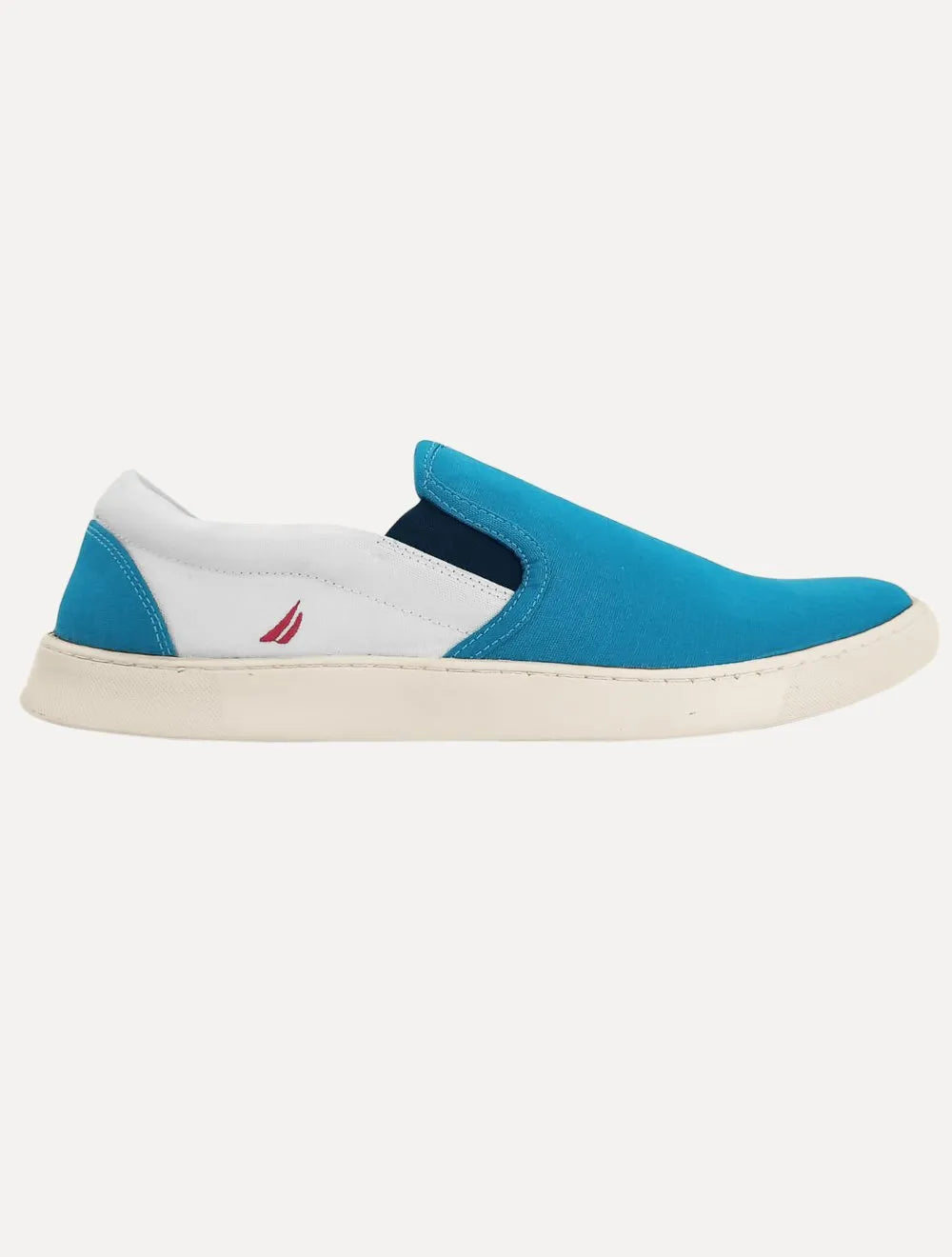 Tênis Nautica Masculino Slip On Lona Branco/Azul Royal