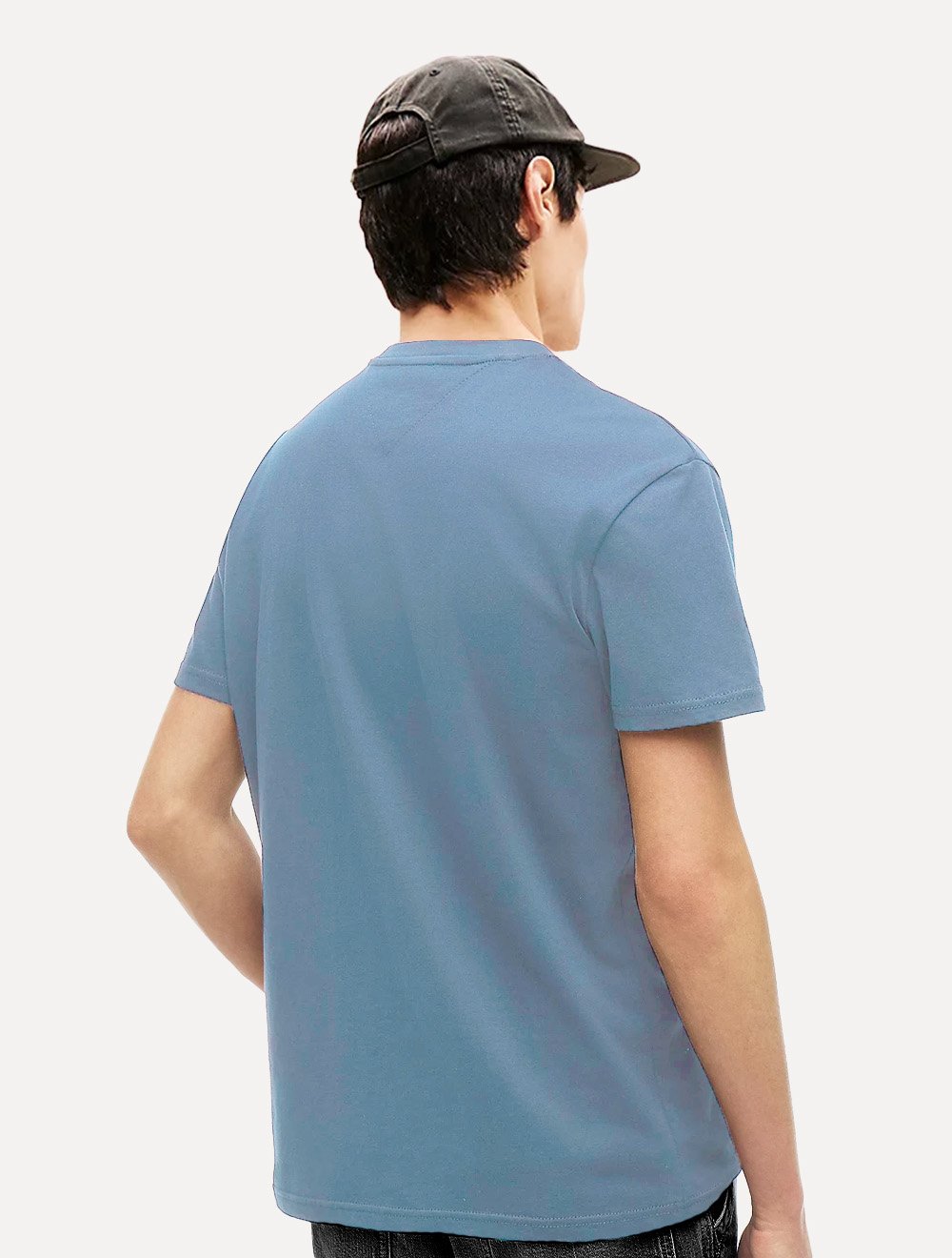 Camiseta Tommy Jeans Masculina Slim Linear Chest Azul Claro