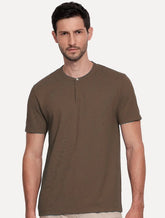 Camiseta Aramis Masculina Regular Piquet Gola Portuguesa Marrom Escuro