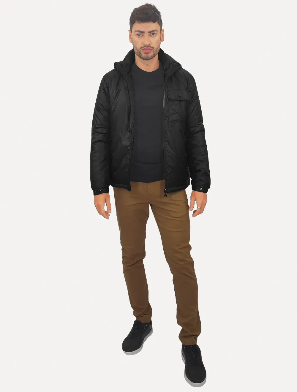 Jaqueta Dudalina Masculina Puffer Nylon WR Preta