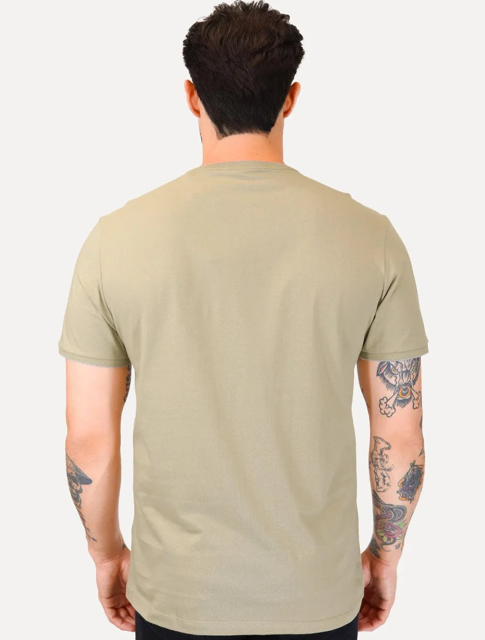 Camiseta Aramis Masculina Grey Friso Gola Cáqui
