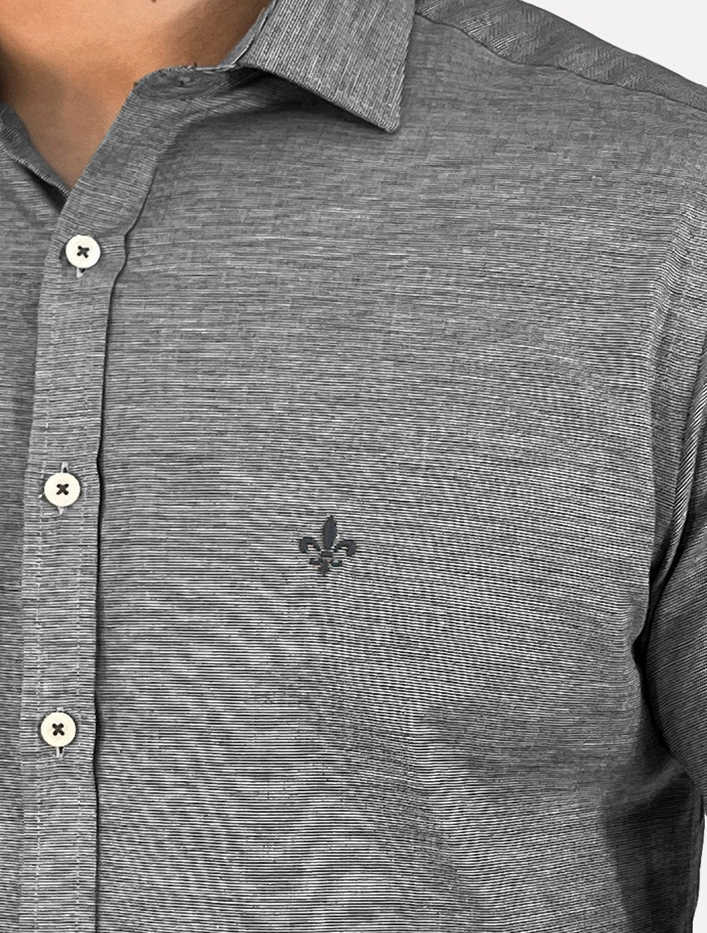Camisa Dudalina Masculina Slim Fit Superfine Cotton Striped Preto