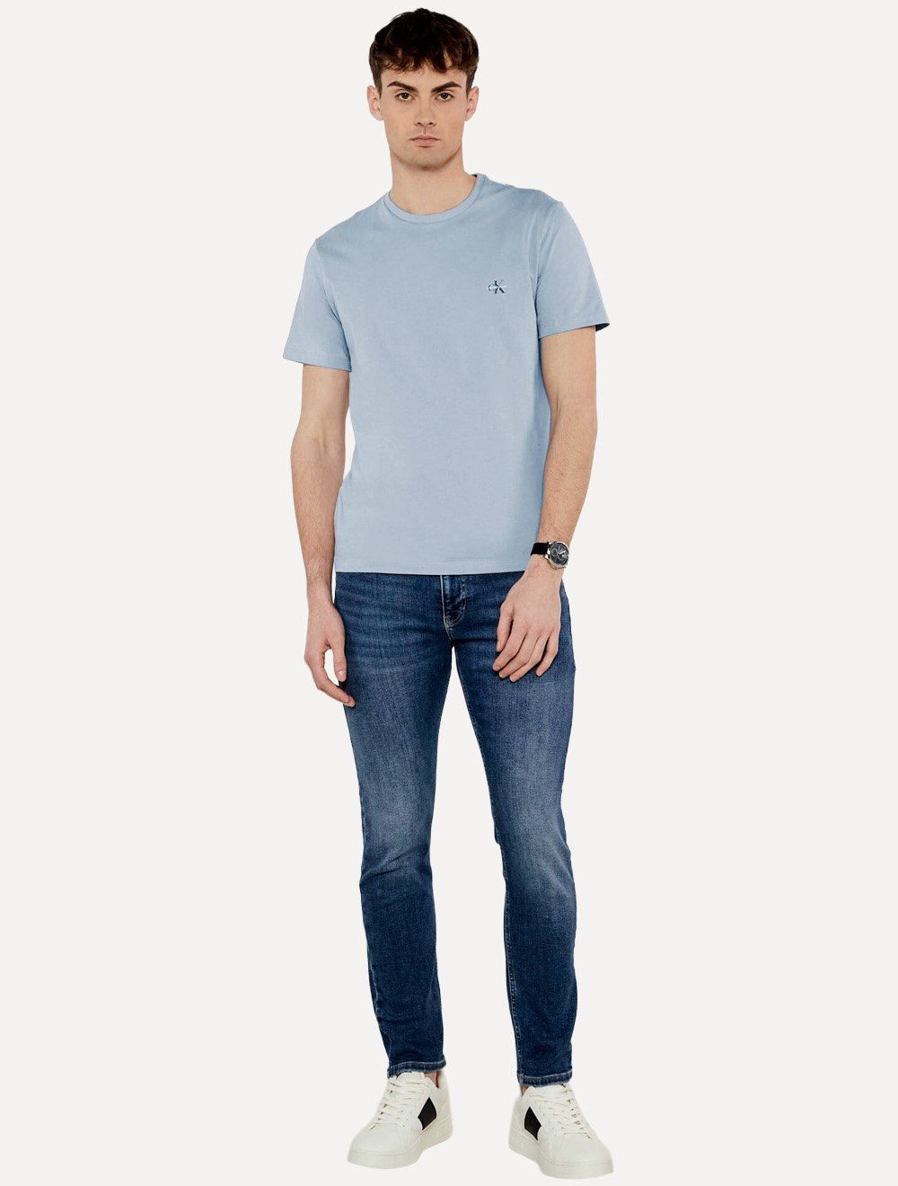 Camiseta Calvin Klein Jeans Masculina New Logo Re Issue Azul Claro