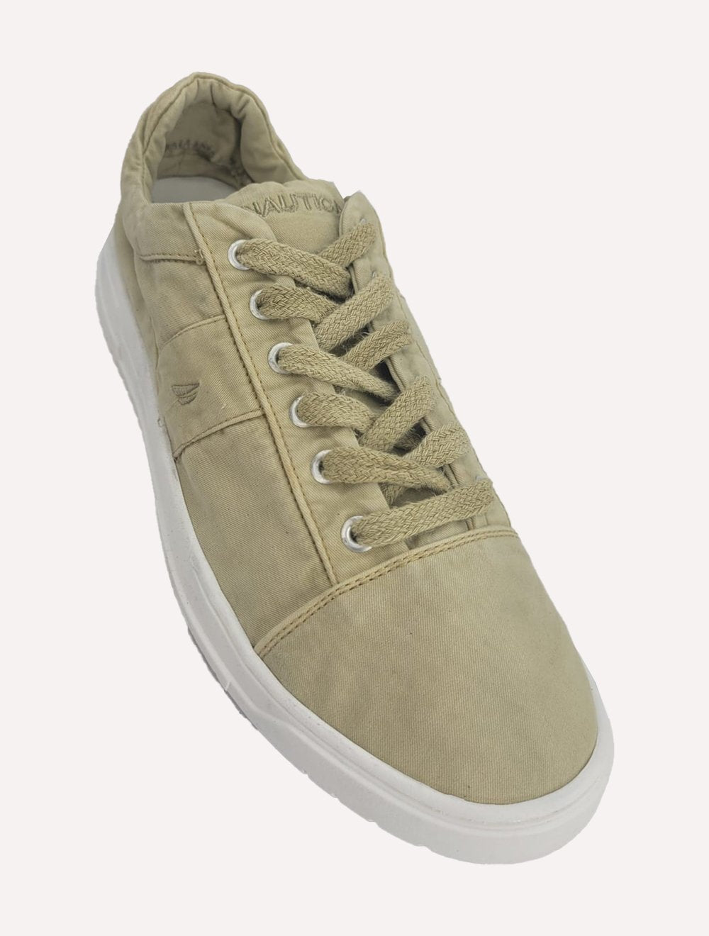 Tênis Nautica Masculino Texitil Recorte Logo Fanton Caqui Claro