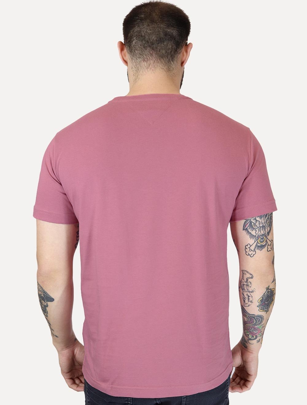 Camiseta Tommy Hilfiger Masculina Stack Brand Love Rosa Médio