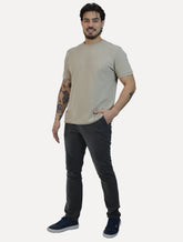 Calça Aramis Masculina Chino Sarja Classica Button Chumbo