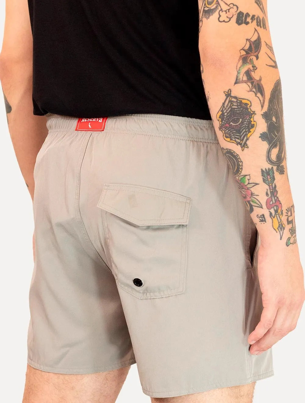 Short Reserva Masculino D'Água Beachwear Liso Basico Lateral Cinza