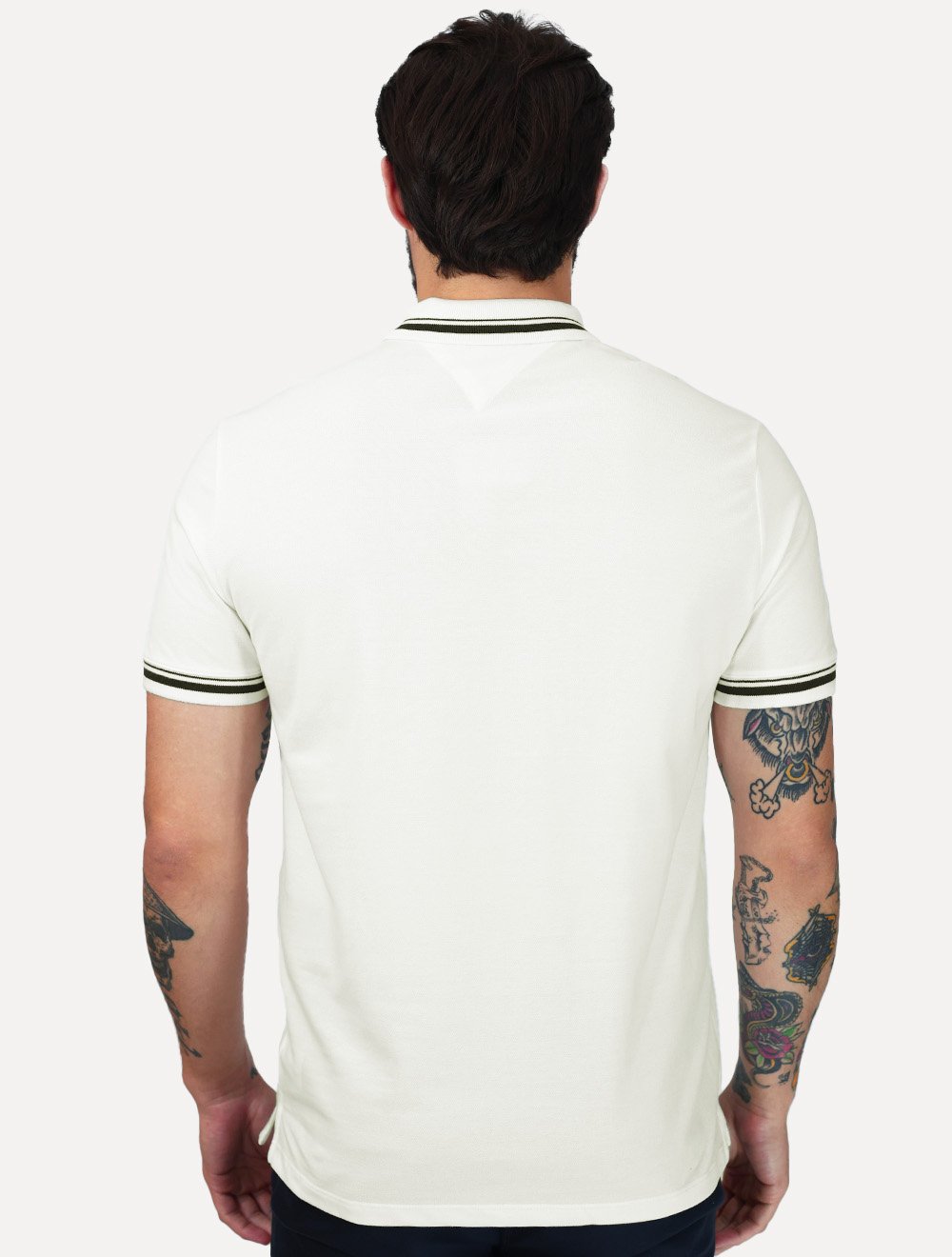 Polo Tommy Jeans Masculina Piquet Regular Tipped Off White