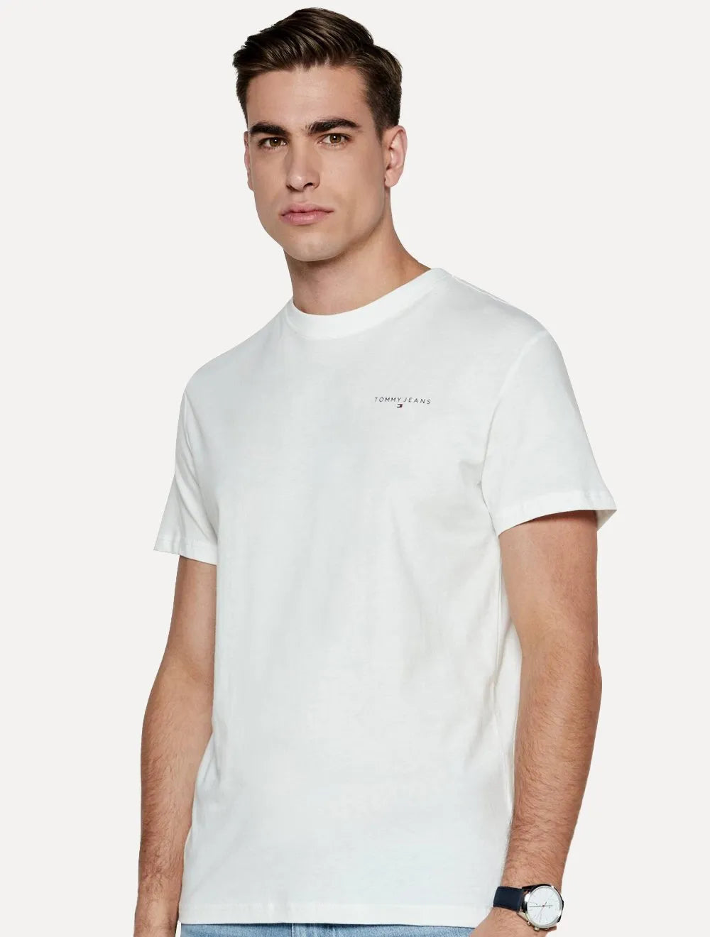 Camiseta Tommy Jeans Masculina Slim Linear Chest Branca