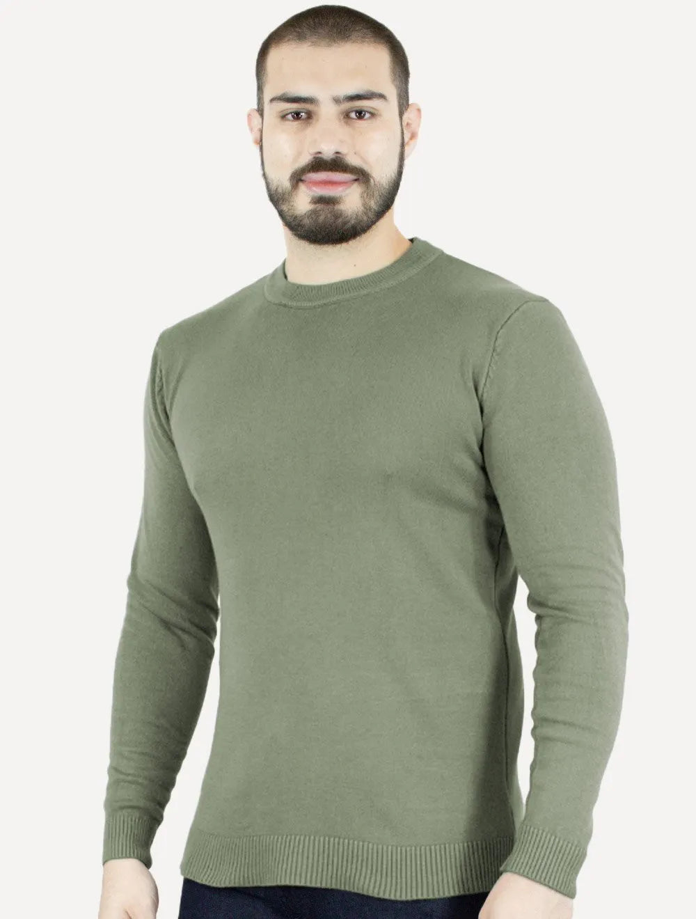 Suéter Masculino Crewneck Tricot Liso Verde