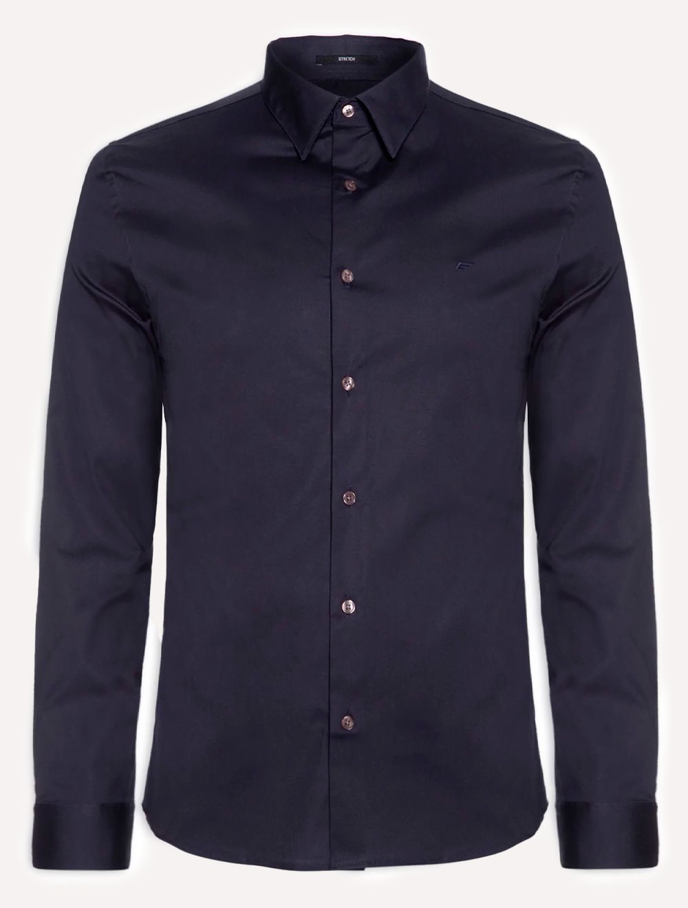 Camisa Ellus Masculina Tricoline Slim New Irish Azul Marinho